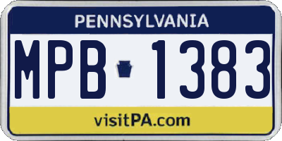 PA license plate MPB1383