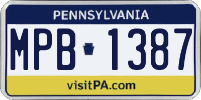 PA license plate MPB1387