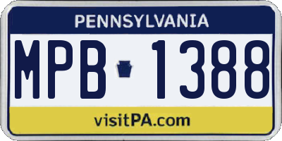 PA license plate MPB1388