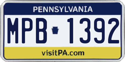 PA license plate MPB1392