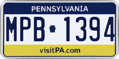 PA license plate MPB1394