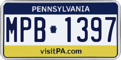 PA license plate MPB1397