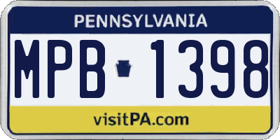 PA license plate MPB1398