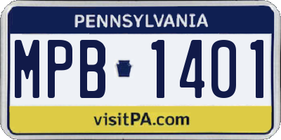 PA license plate MPB1401
