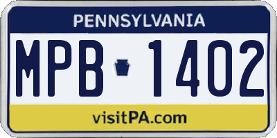 PA license plate MPB1402