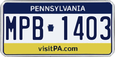 PA license plate MPB1403