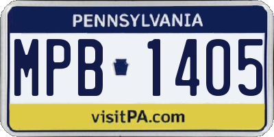 PA license plate MPB1405