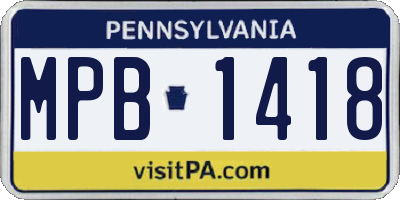 PA license plate MPB1418