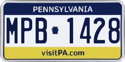 PA license plate MPB1428