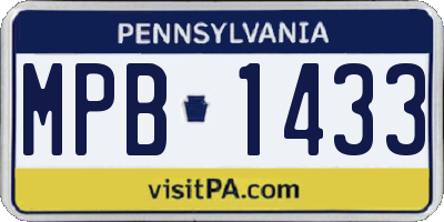 PA license plate MPB1433