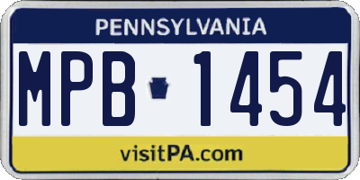 PA license plate MPB1454