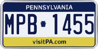 PA license plate MPB1455