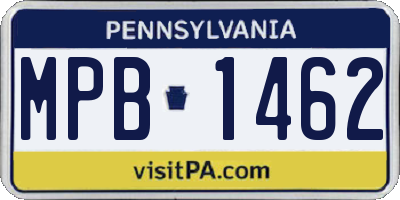 PA license plate MPB1462