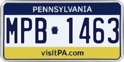 PA license plate MPB1463