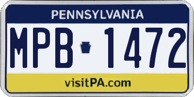 PA license plate MPB1472