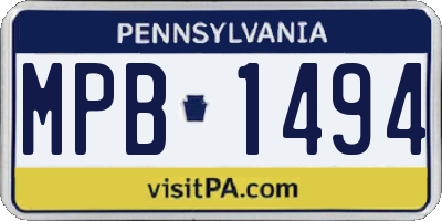 PA license plate MPB1494