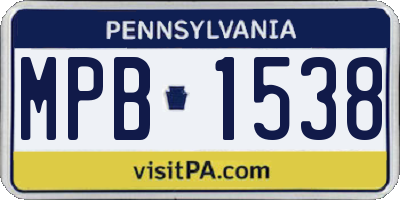 PA license plate MPB1538