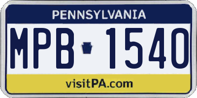 PA license plate MPB1540