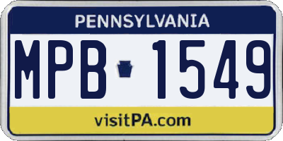 PA license plate MPB1549