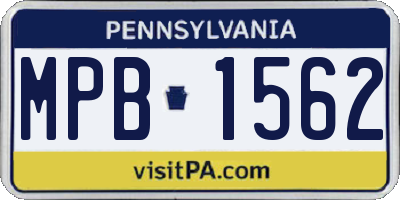 PA license plate MPB1562