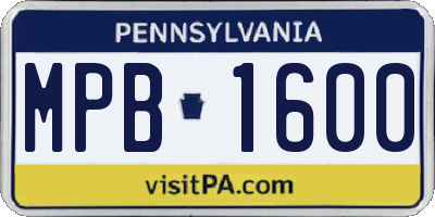PA license plate MPB1600