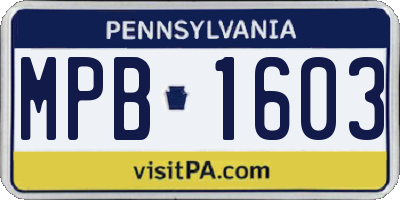 PA license plate MPB1603
