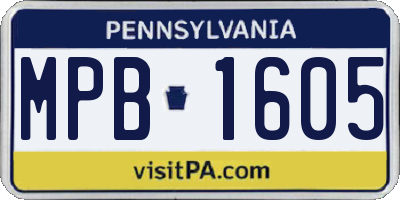 PA license plate MPB1605