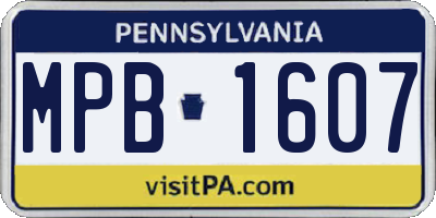PA license plate MPB1607
