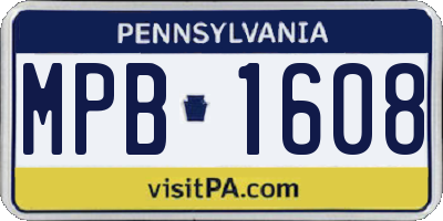 PA license plate MPB1608