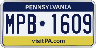 PA license plate MPB1609