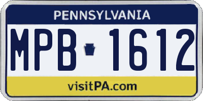 PA license plate MPB1612