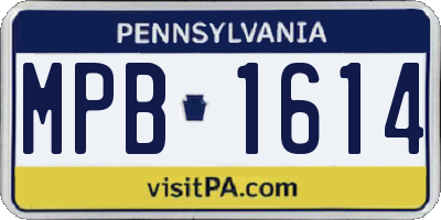 PA license plate MPB1614