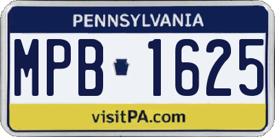 PA license plate MPB1625