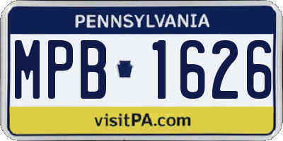 PA license plate MPB1626