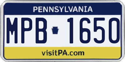 PA license plate MPB1650