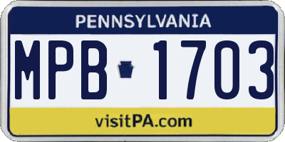 PA license plate MPB1703