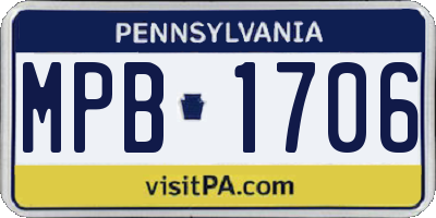 PA license plate MPB1706