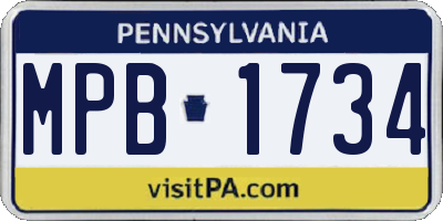 PA license plate MPB1734