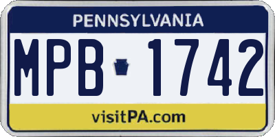 PA license plate MPB1742