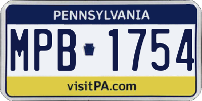 PA license plate MPB1754