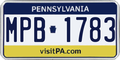 PA license plate MPB1783