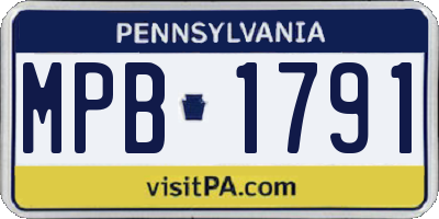 PA license plate MPB1791