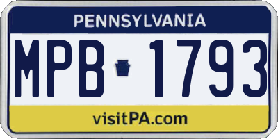 PA license plate MPB1793