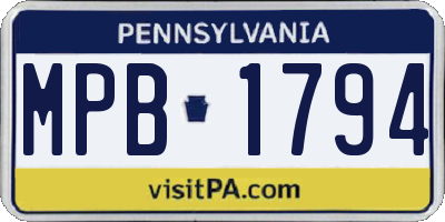 PA license plate MPB1794