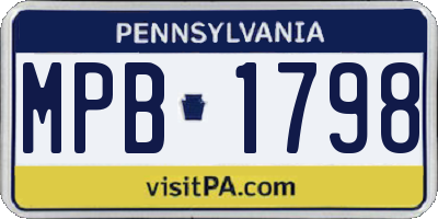 PA license plate MPB1798