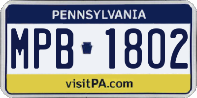 PA license plate MPB1802