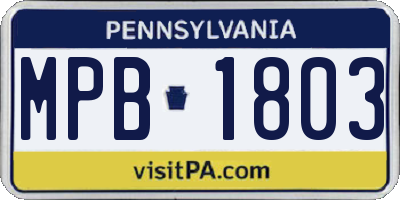 PA license plate MPB1803