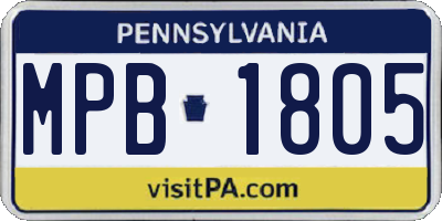 PA license plate MPB1805