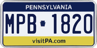 PA license plate MPB1820