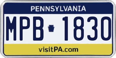 PA license plate MPB1830